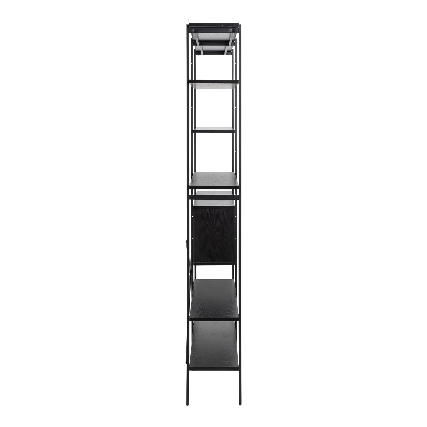 Angus Bookcase with 1 Sliding Door & 5 Shelves in Black