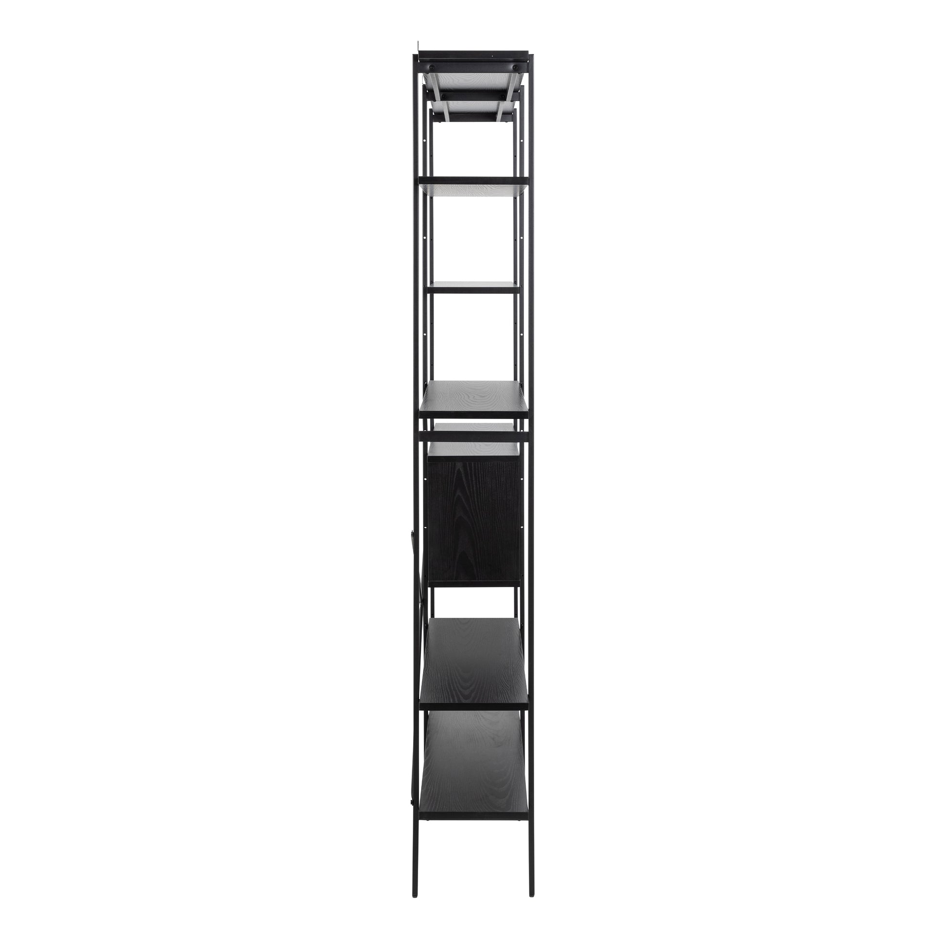 Angus Bookcase with 1 Sliding Door & 5 Shelves in Black