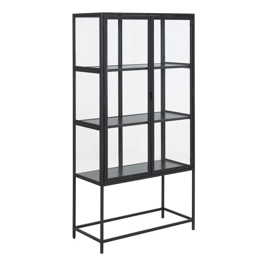 Seaford 2 Glass Door Display Cabinet in Black