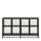 Seaford Display Cabinet with 4 Doors and 2 Shelves in Black and Oak