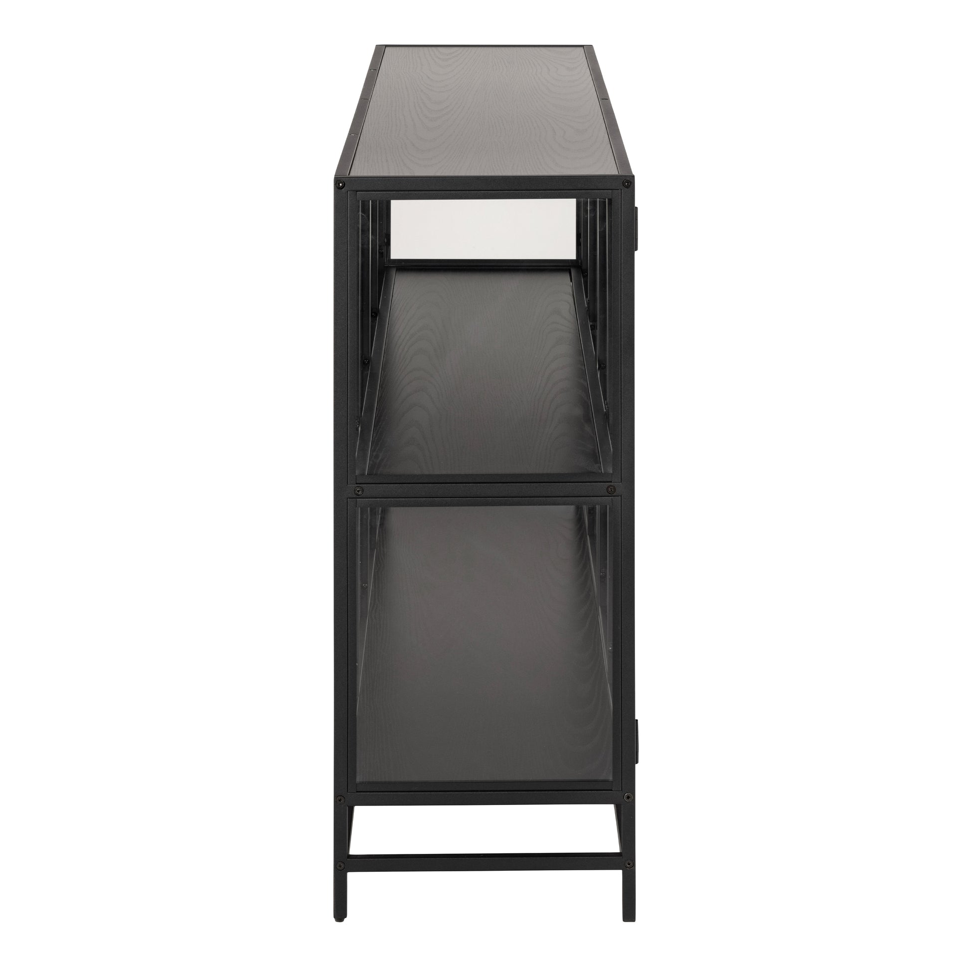 Seaford Display Cabinet with 4 Doors and 2 Shelves in Black and Oak