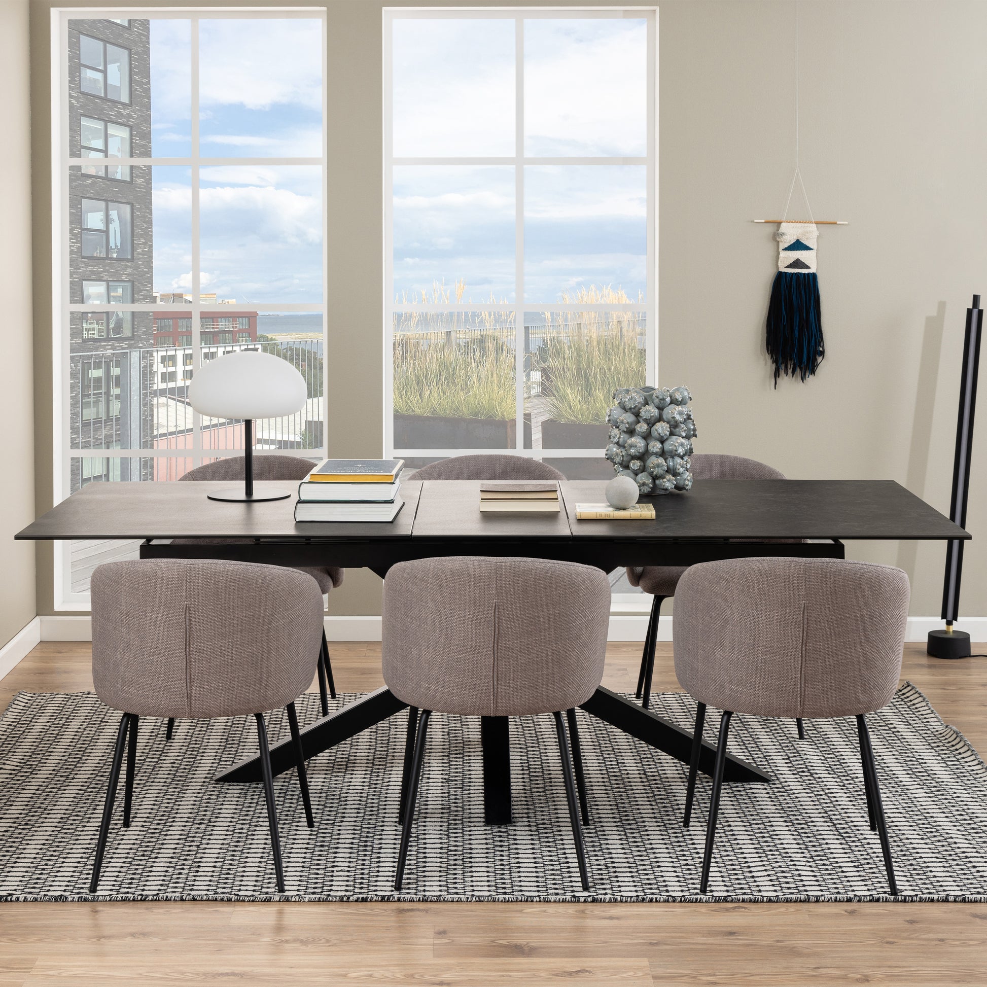 Heaven Extendable Dining Table with Ceramic Black Top 200cm