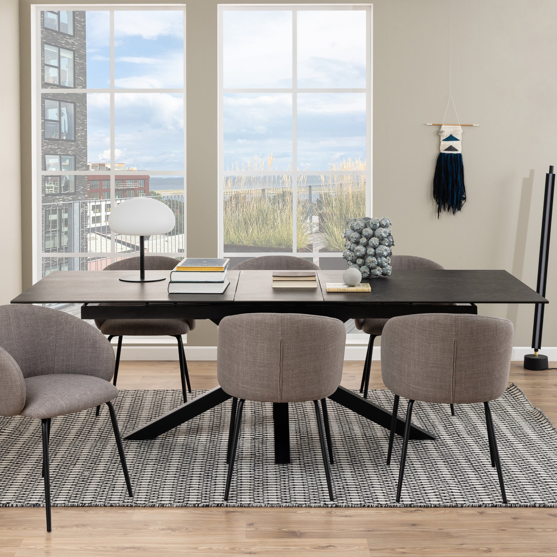 Heaven Extendable Dining Table with Ceramic Black Top 200cm