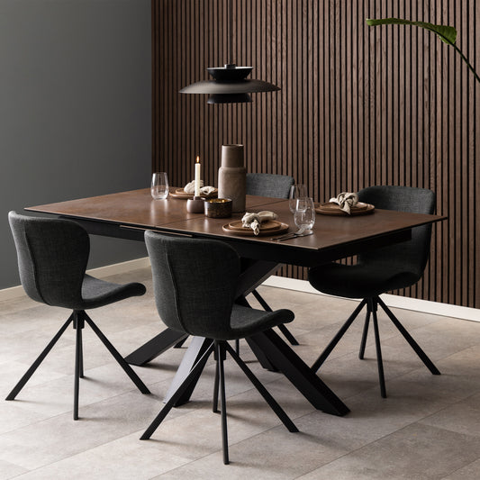 Heaven Extendable Dining Table with Ceramic Rusty Brown Top 168cm