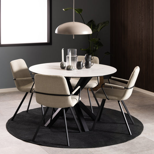 Heaven Round Dining Table with Ceramic White Top