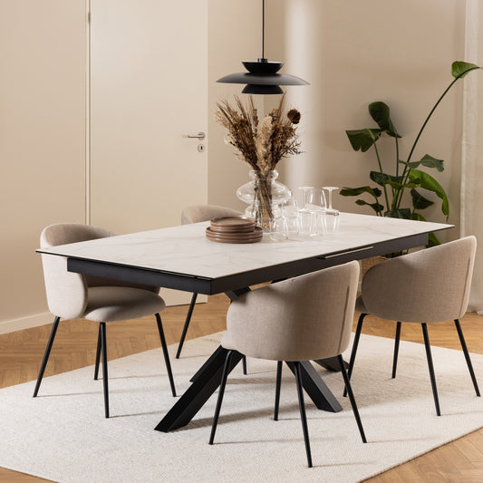 Heaven Extendable Dining Table with Ceramic White Top 200cm