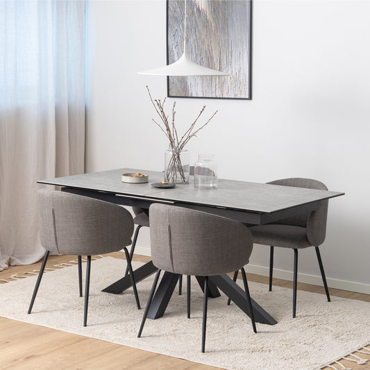 Heaven Extendable Dining Table with Ceramic Grey Top 168cm