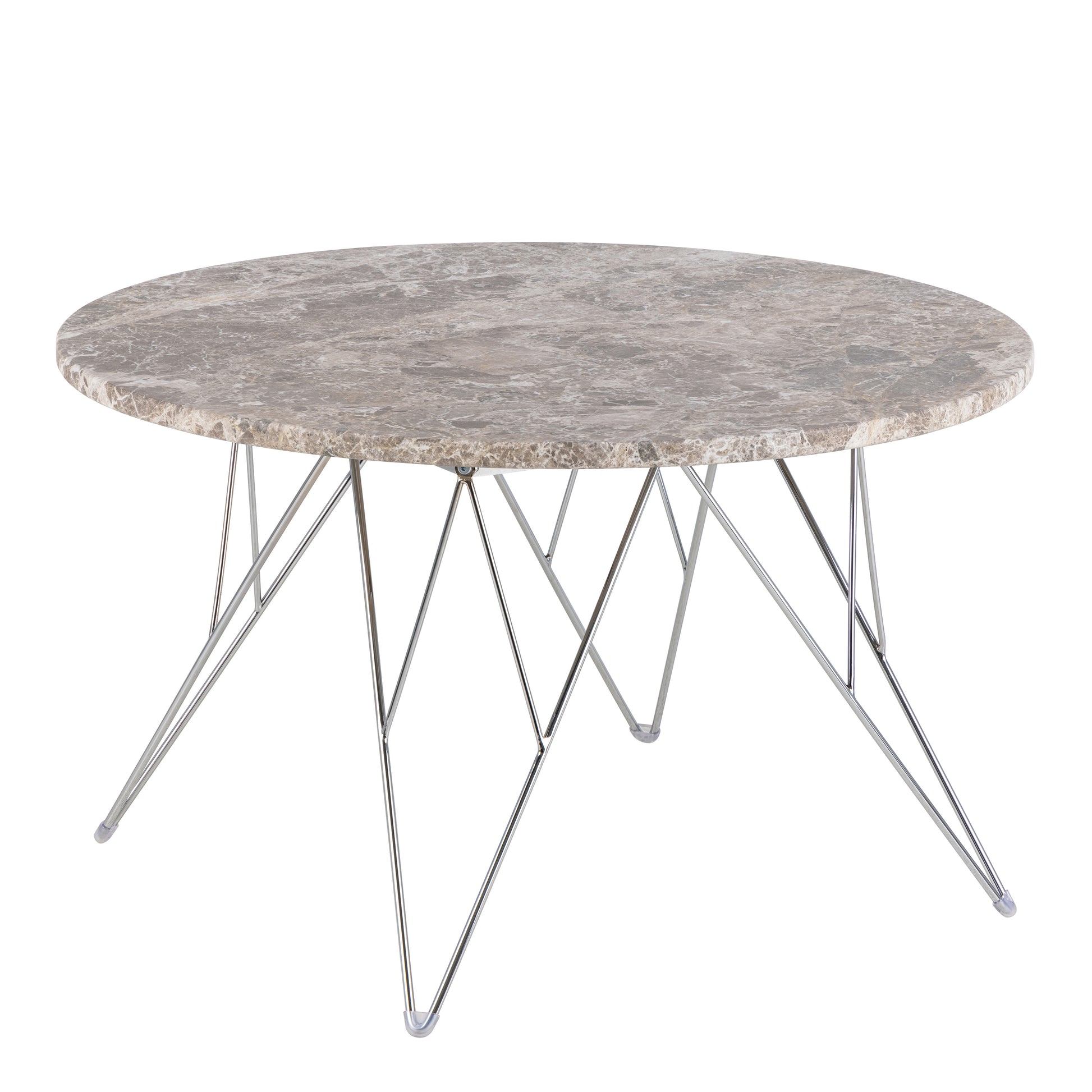 Prunus Round Coffee Table with Grey-Brown Marble Top