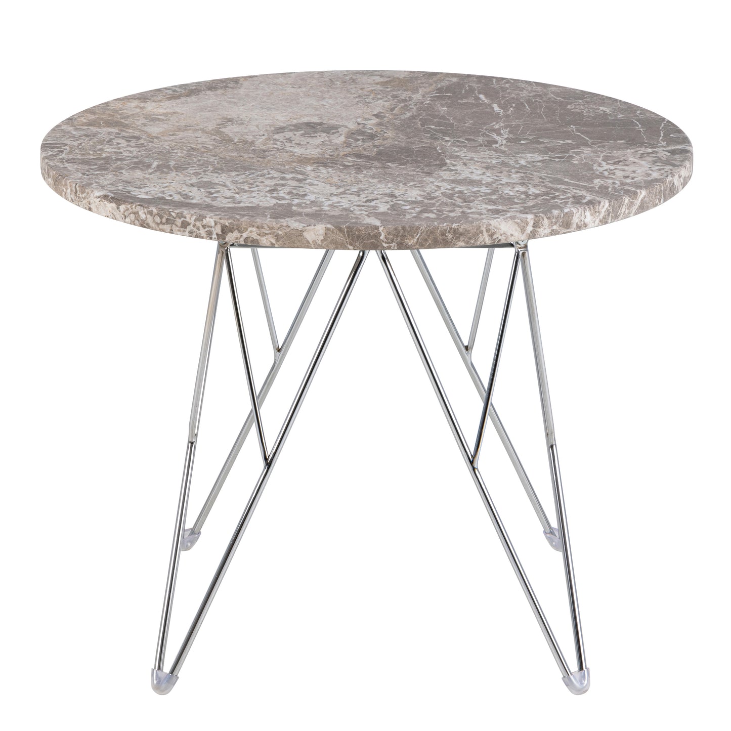 Prunus Round Side Table  with Grey-Brown Marble Top