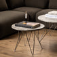 Prunus Round Side Table  with Grey-Brown Marble Top