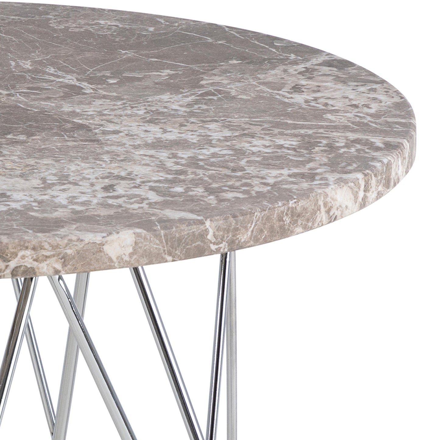 Prunus Round Side Table  with Grey-Brown Marble Top