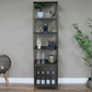 Industrial Brass 4 Shelf & 1 Door Display Cabinet