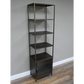 Industrial Brass 4 Shelf & 1 Door Display Cabinet