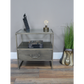 Industrial Brushed Nickel Bedside Cabinet with Glass Top