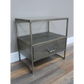 Industrial Brushed Nickel Bedside Cabinet with Glass Top