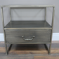 Industrial Brushed Nickel Bedside Cabinet with Glass Top