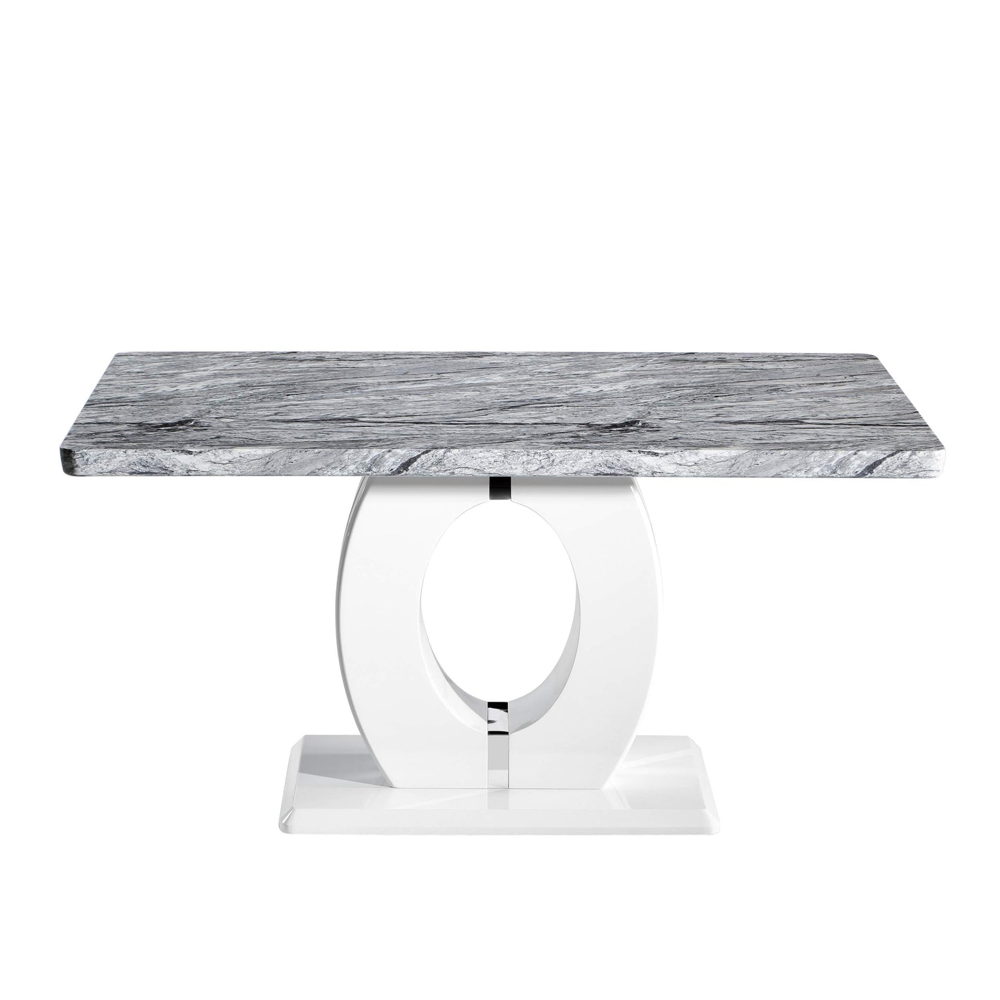 Neptune Medium Marble Effect Grey/White Dining Table