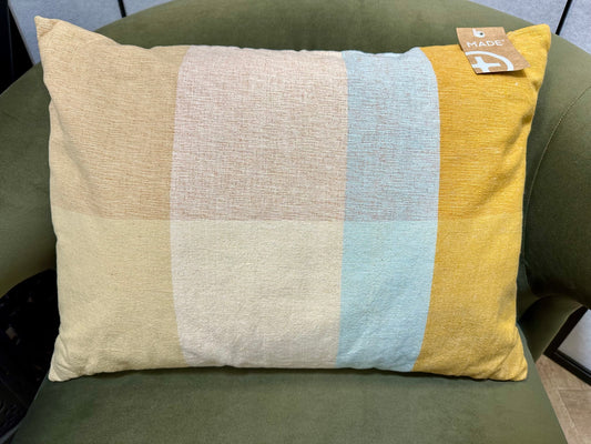 Samuel Cotton & Linen Cushion, 40 cm x 55 cm, Yellow & Blue