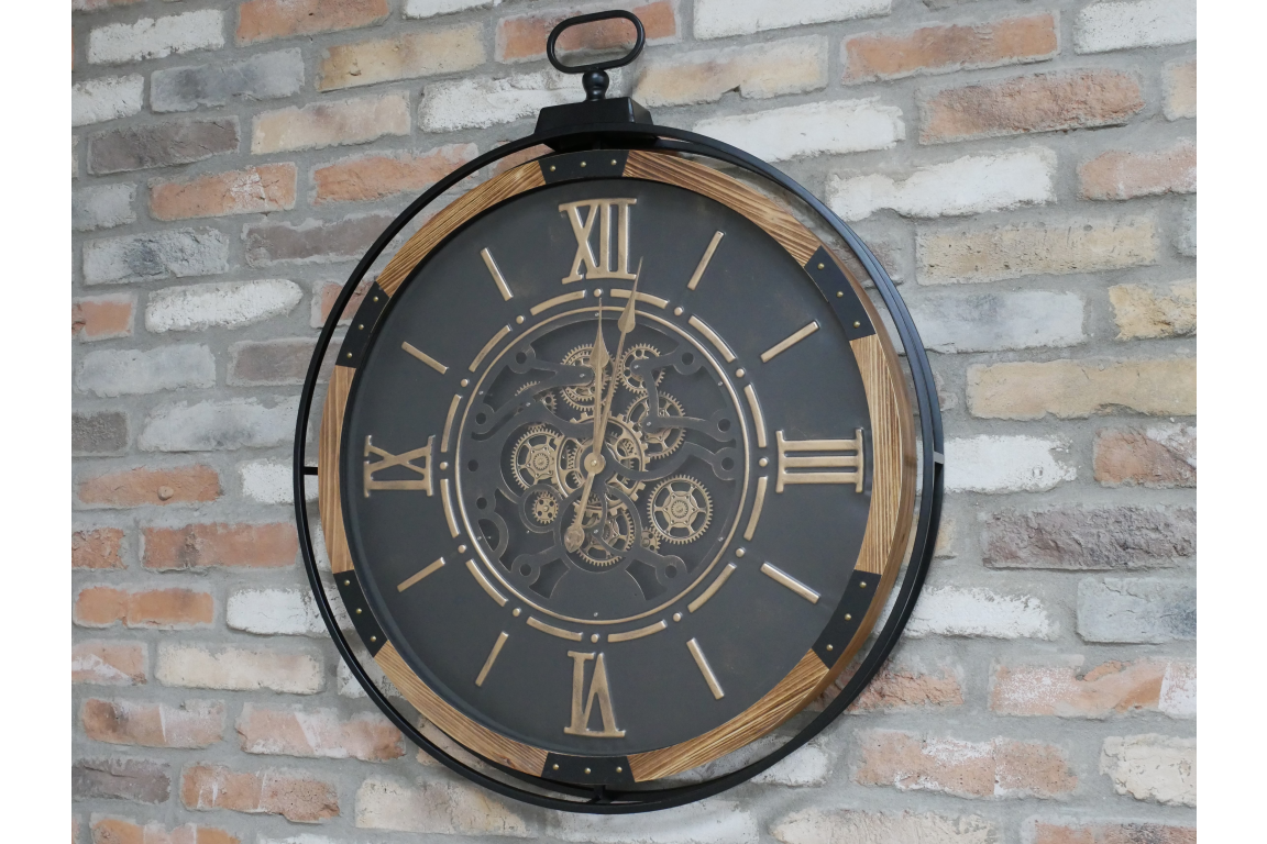 Black Wall Clock With Cogs