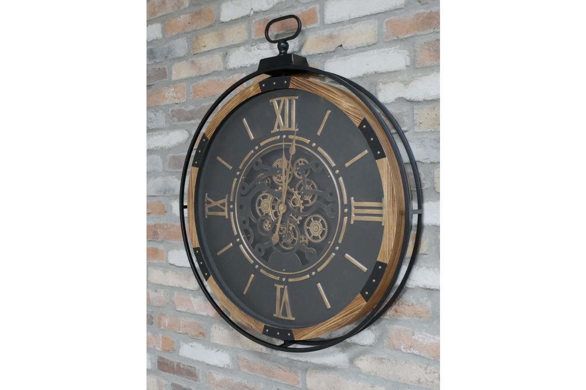 Black Wall Clock With Cogs