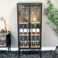 Black Metal & Wooden Industrial Wine Cabinet