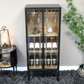 Black Metal & Wooden Industrial Wine Cabinet