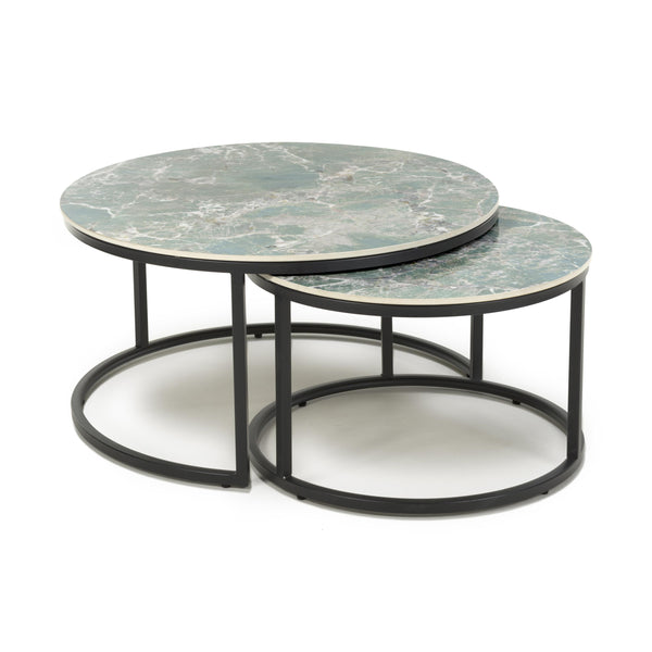 Dublin Round Green Nest of Tables – Room Perfected