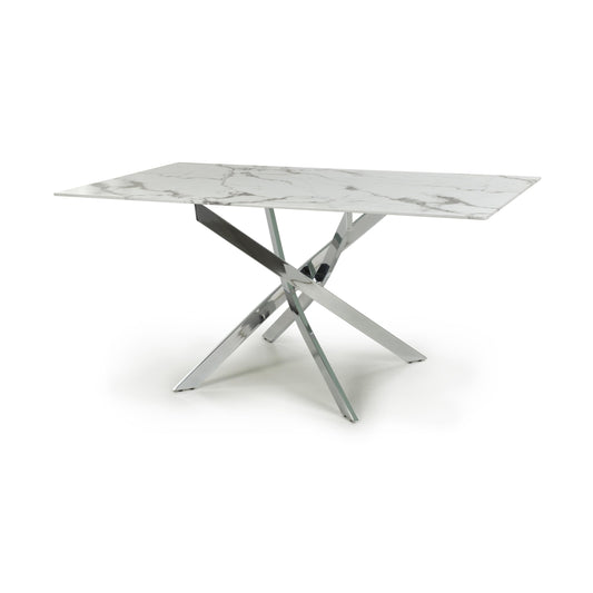 Astoria Medium 1.6m White/Chrome Dining Table