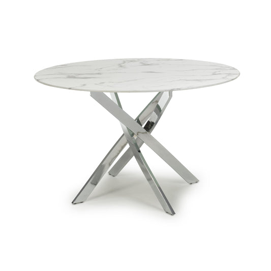 Astoria Round White/Chrome Dining Table