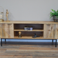 Retro Mango Wood Tv Cabinet with 2 Doors & Shelves