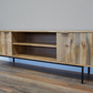 Retro Mango Wood Tv Cabinet with 2 Doors & Shelves