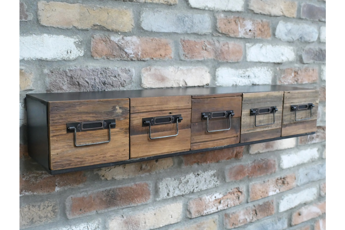 Industrial Metal and Wood Wall Unit