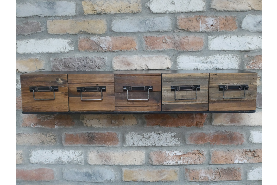 Industrial Metal and Wood Wall Unit