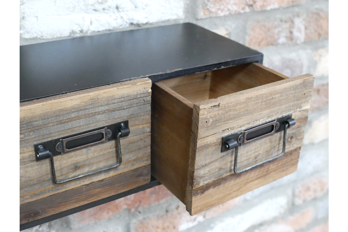 Industrial Metal and Wood Wall Unit