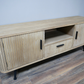 Scandi Style Ribbed Wood TV Cabinet