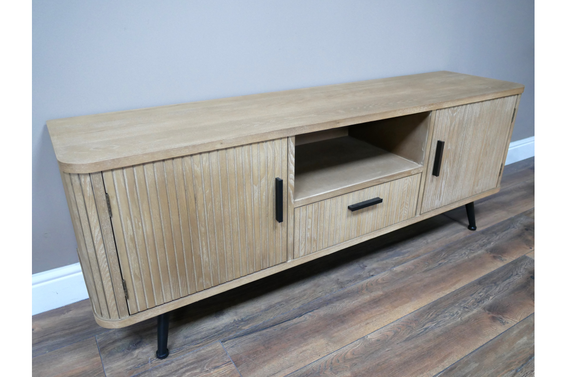 Scandi Style Ribbed Wood TV Cabinet