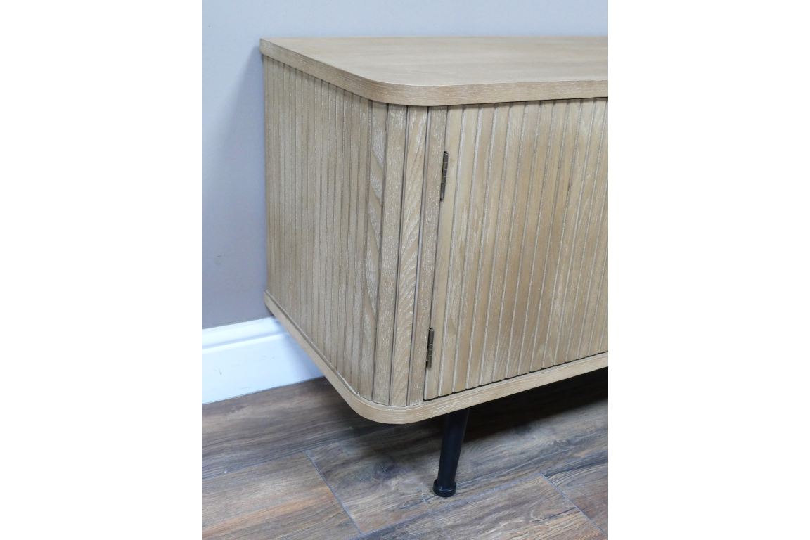 Scandi Style Ribbed Wood TV Cabinet