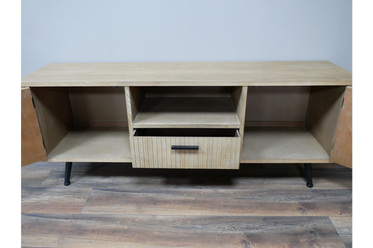 Scandi Style Ribbed Wood TV Cabinet