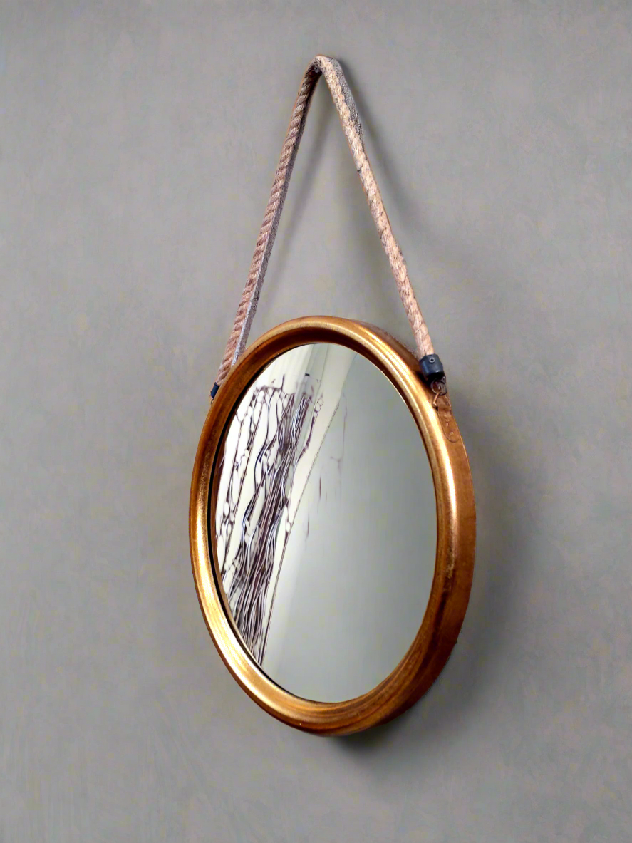 Room Perfected Round Gold Rope Mirror