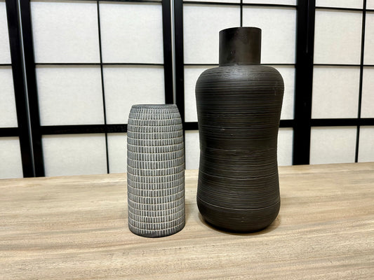 Steel & Ceramic Vase Set