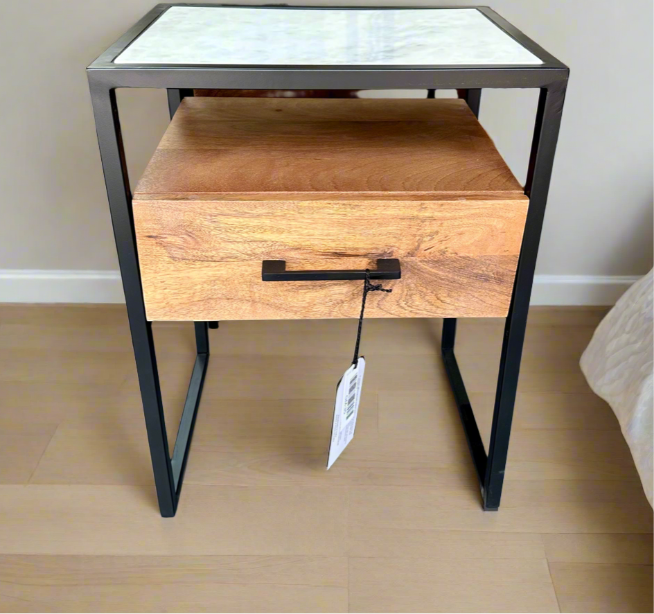 Marble & Mango Wood Side Table