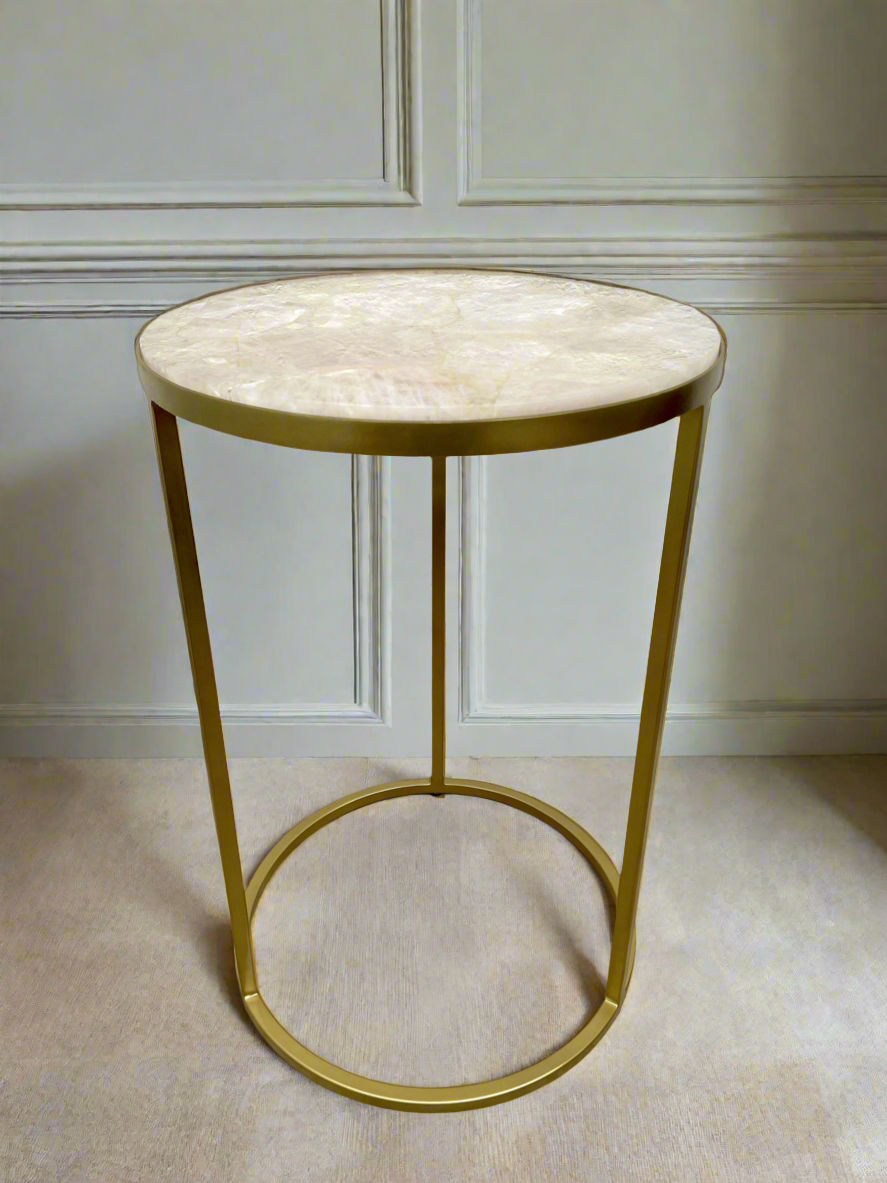 Greta Rose Quartz End Table Medium