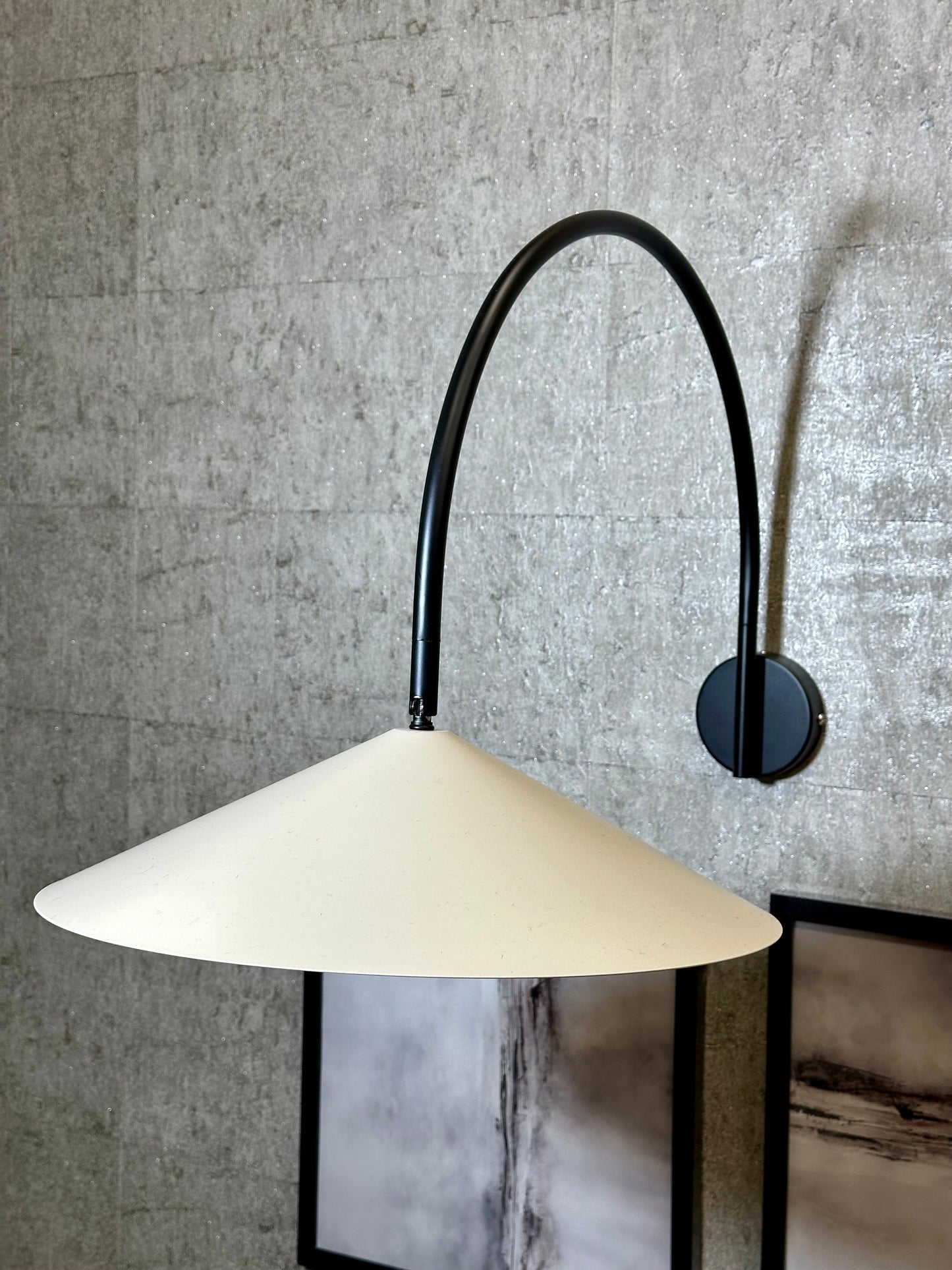 Alisa Overreach Wall Light, Black & Ivory Metal