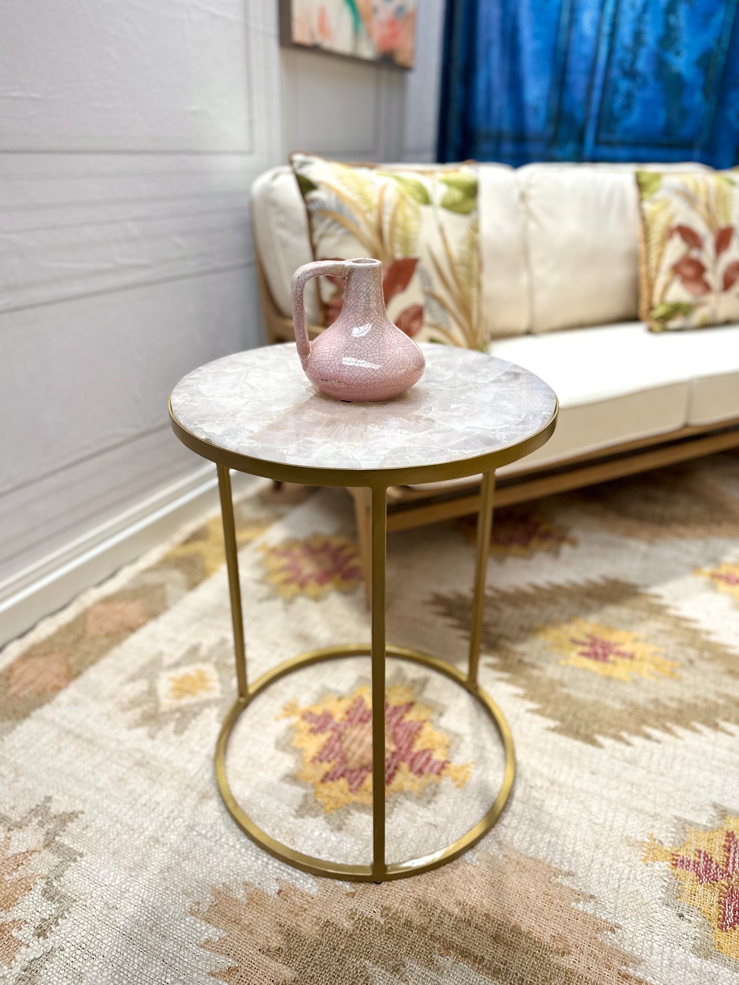 Greta Rose Quartz End Table Large