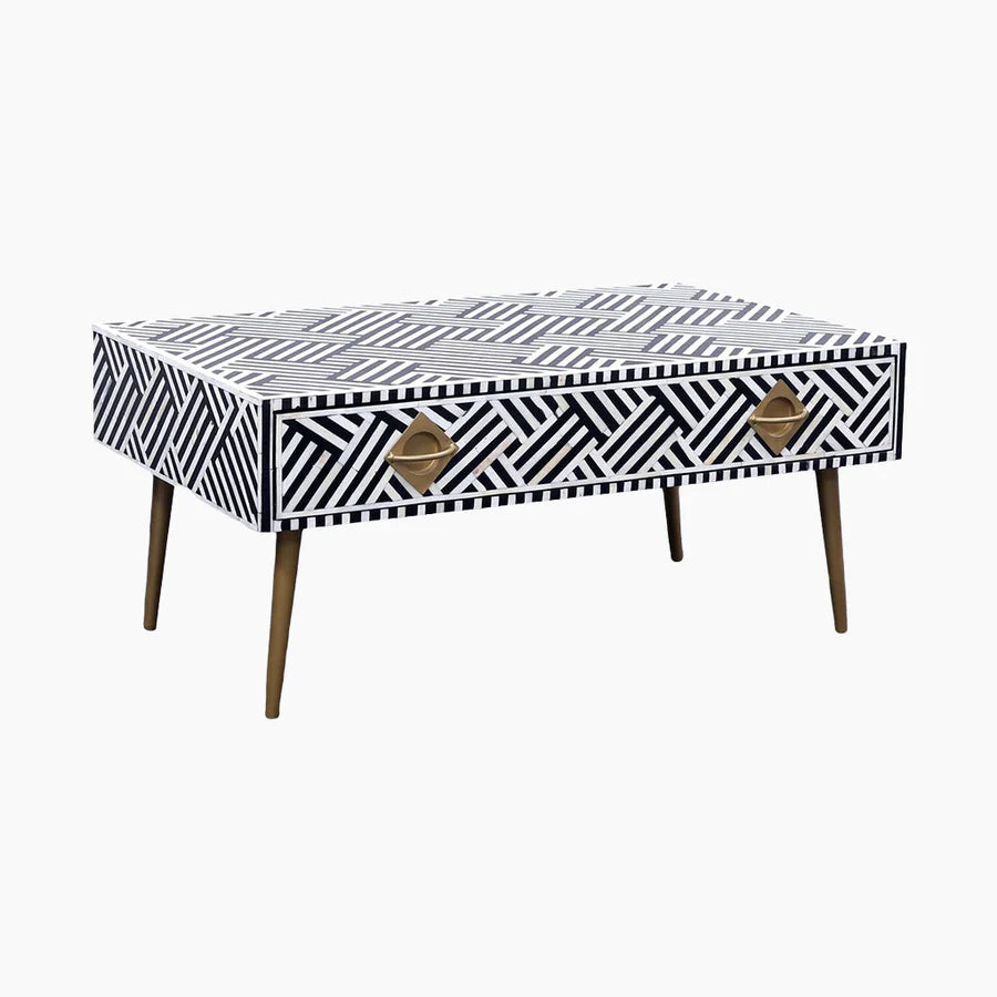 Sienna Sleek Two Drawer Bone Inlay Coffee Table