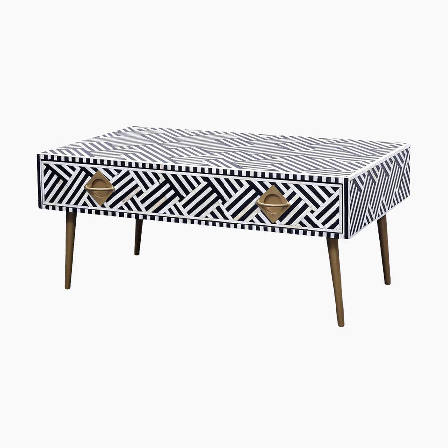 Sienna Sleek Two Drawer Bone Inlay Coffee Table