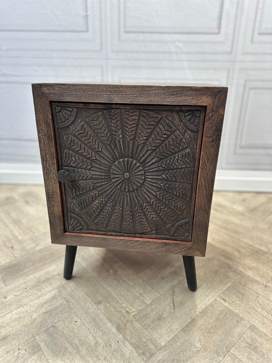 Reiki Mandala Wooden Side Table