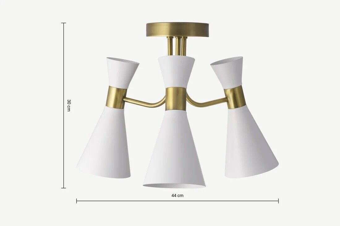 Vasilo Bathroom Flush Light, White & Brass