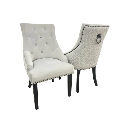 Bentley Black Leg Dining Chair, Light Grey