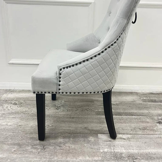 Bentley Black Leg Dining Chair, Light Grey